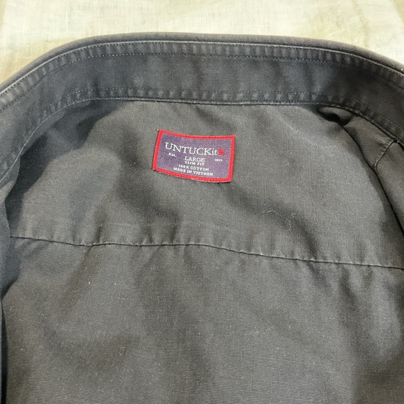 UNTUCKit Shirt Men’s Large Black Button Down Preppy 100% Cotton - Picture 6 of 7